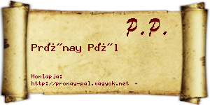 Prónay Pál névjegykártya