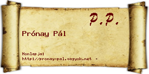 Prónay Pál névjegykártya